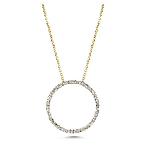 Nuran cirkelvedhæng i 14 kt guld med 0,29 ct diamanter – klassisk diamantvedhæng.